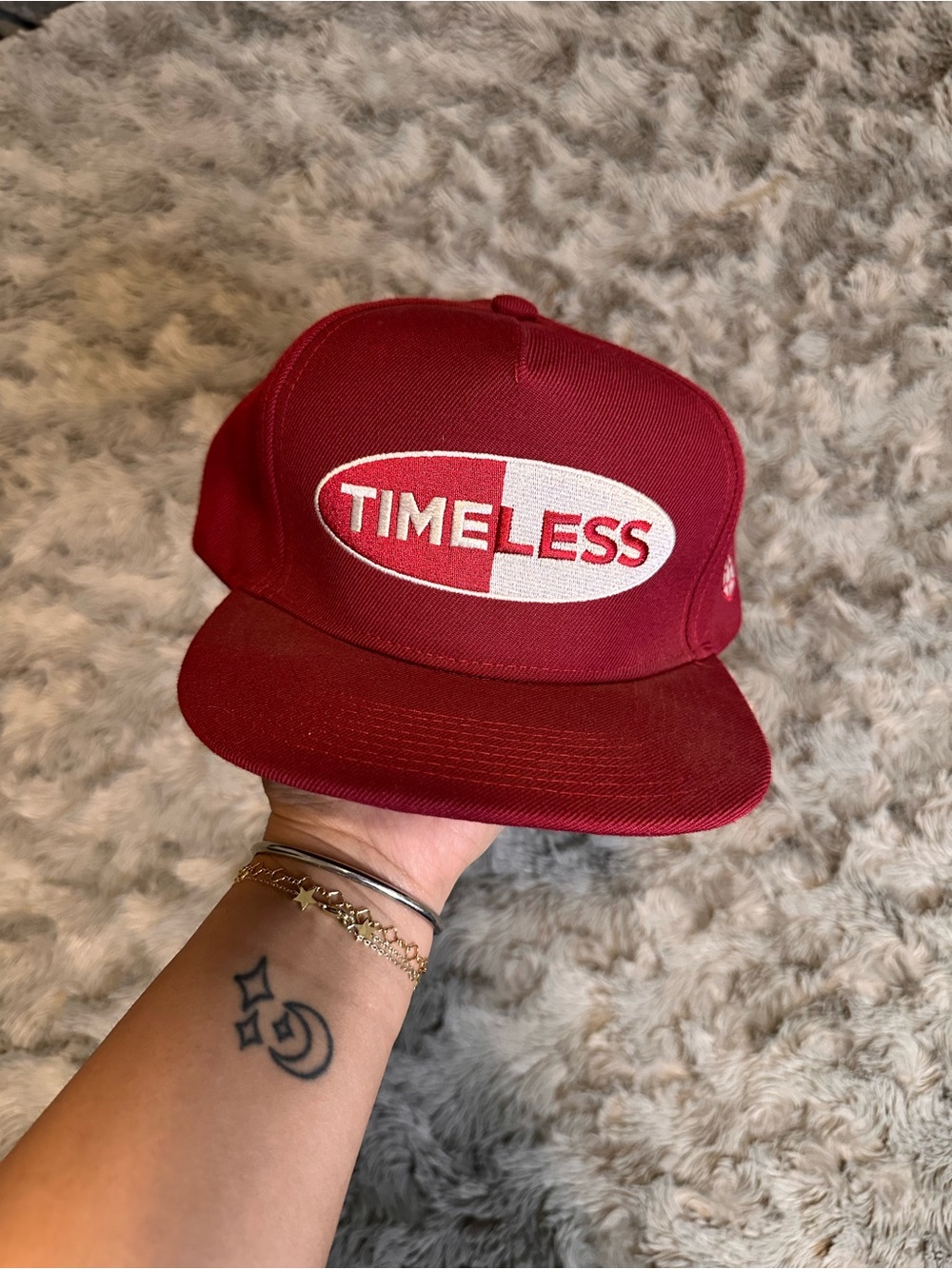Timeless Embroidered Red Snapback Hat